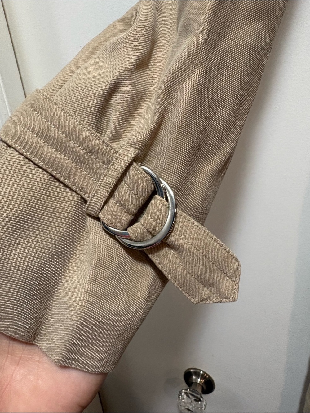 Bershka Large Tan Double-Breasted Belted Trench Coat - Picture 6 of 6